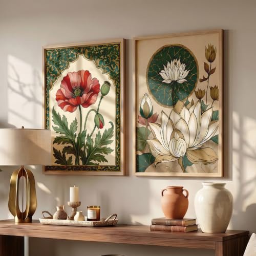 Image of YANVEER Madhubani Art Wall Painting Traditional Home Decoration With Frame For Living Room Bed Room Hotel Wall Decor Digital Reprint (10X13 inch)
