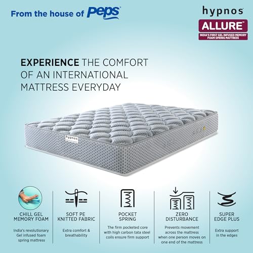 Image of Hypnos Allure Luxury 6 Inch Medium Firm Single Size Pocketed Spring Mattress Steel Grey (78X42X06)