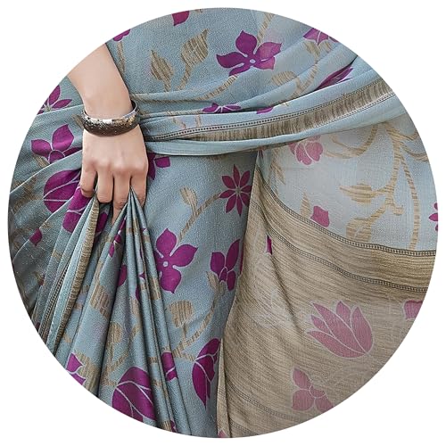 Image of MIRCHI FASHION Saree for Woman Chiffon Floral Printed | Lightweight Daily Wear Women's Sari with Unstitched Blouse Piece (Available in 20 Colors)