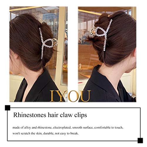 IYOU Francese Strass Artiglio dei Capelli Oro