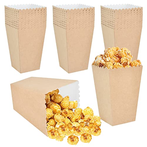 Image of 150 Pcs Popcorn Boxes, 22-27 Oz Mini Paper Popcorn Box, Oil-Proof Kraft Paper Popcorn Bags, Popcorn Container for Movie Theater Carnival Birthday Party Supplies(3.54 x2.48 x5.35 Inch)