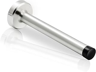 Door Stopper, 5 Inch Long Door Stop Wall Mounted, Stainless Steel Brushed Satin Baseboard Doorstops Bumper Tips Baby Proof Extra Long Door Stoppers Extender, Silver