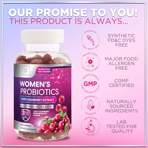 Image of Probiotics for Women Gummies with Cranberry - 6 Premium Strains for PH Balance - Women Probiotics for Digestive Health, Vaginal & Immune Support, Women's Probiotic Feminine Health Gummy - 120 Gummies
