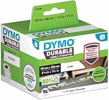 Rouleau étiquettes DYMO Durable 200x - 104x159mm Noir/blanc - Pour LabelWriter