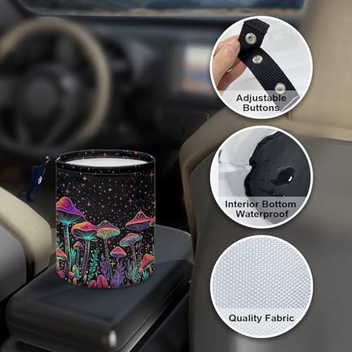Image of Colorful Mushroom Car Garbage Bin Car Trash Bin Car Trash Can Bags Collapsible Accessories Trash Can Rubbish Bin Garbage Bin Decoration Car Interior Universal
