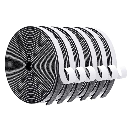 Image of MAGZO Weather Stripping Door Seal, 1 /2 in W X 1 /8 in T X 99 Ft Total Adhesive Foam Insulation Tape for Windows 16.5 ft X 6 Rolls, Black