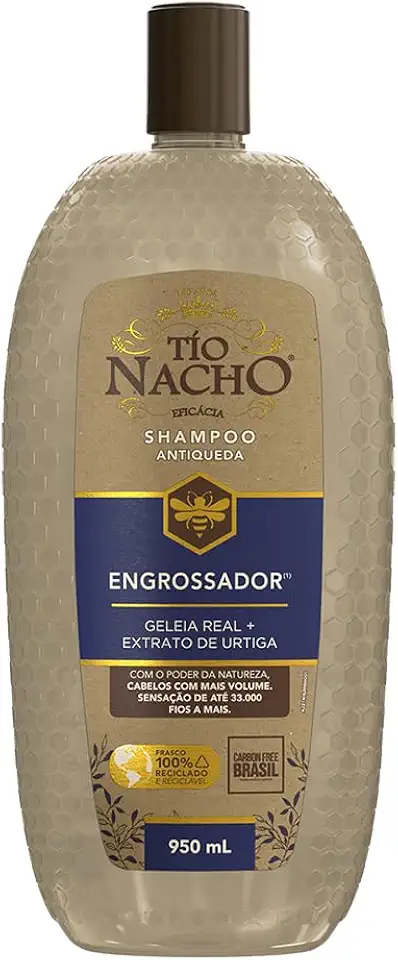 Tio Nacho Shampoo Antiqueda Engrossador Natural Para Cabelos Com Mais Volume E Sensação De Até 33.000 Fios A Mais Carbon Free 950 Ml - 1 Pack