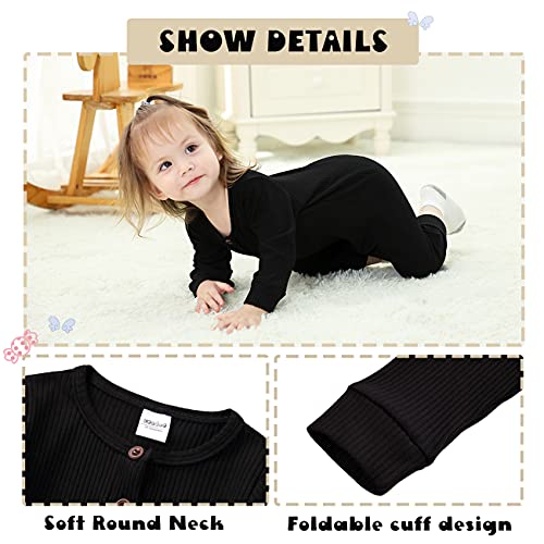 Nroboo NROBOO-BLACK Newborn Baby Boy Girl One Piece Romper Jumpsuit Solid Ribbed Baby Boy Clothes Onesies Outfits thumb #1