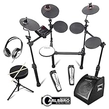 Complete Electronic Drum Kit for Beginners: The Carlsbro CSD100-R Plus Electronic Drum Kit offers all you need to get started, with a full setup including stool, monitors, and built-in speakers. Compact & Foldable Design: This electric drum set is co...