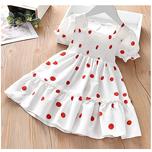 Infant Toddler Girl Boho Style Polka Ruffled Chiffon Dress Summer Short Sleeve Princess Lace Stitching Skirt2