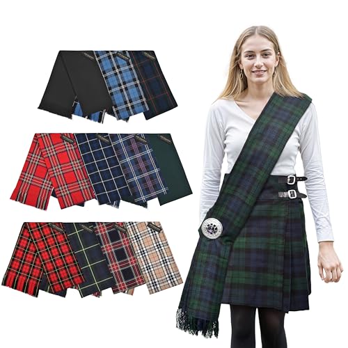 Women's Tartan Sash Scottish Highland Clan Sashes for Ladies - Full Size L90 x W10.5 - Premium Plaid