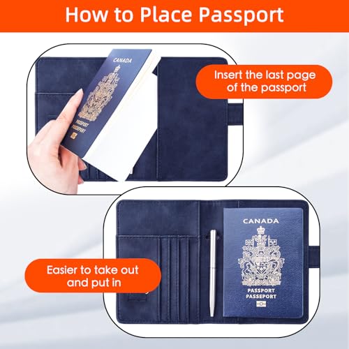 WALNEW RFID Blocking Passport Holder Travel Wallet Cover Case image 7