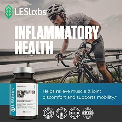 LES Labs Inflammatory Health – Joint Support, Muscle Function & Relaxation, Mobility– Turmeric, Boswellia, Quercetin, Ginger & CoQ10 – Non-GMO Supplement – 60 Capsules - Image 5