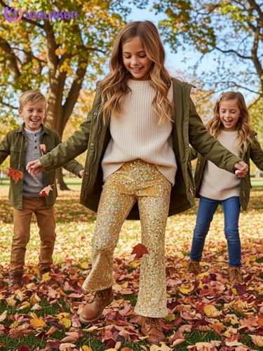 Image of WELAKEN Sequin Casual Pants for Girls with Lining Kids & Little Girl's Sparkling Trousers