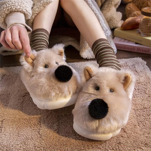 Women's Cute Dog Animal Cosy Home Winter Cotton Slippers4