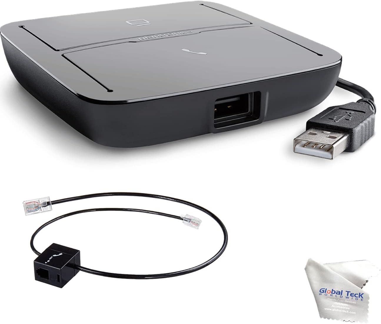 Poly MDA 220 USB Hub for Deskphone, PC, Mac USB-A, for Poly Headsets, Built for Communications Compatible with Zoom, Teams, Avaya Cloud, Cisco Webex, RingCentral and UC, GTW Microfiber Included