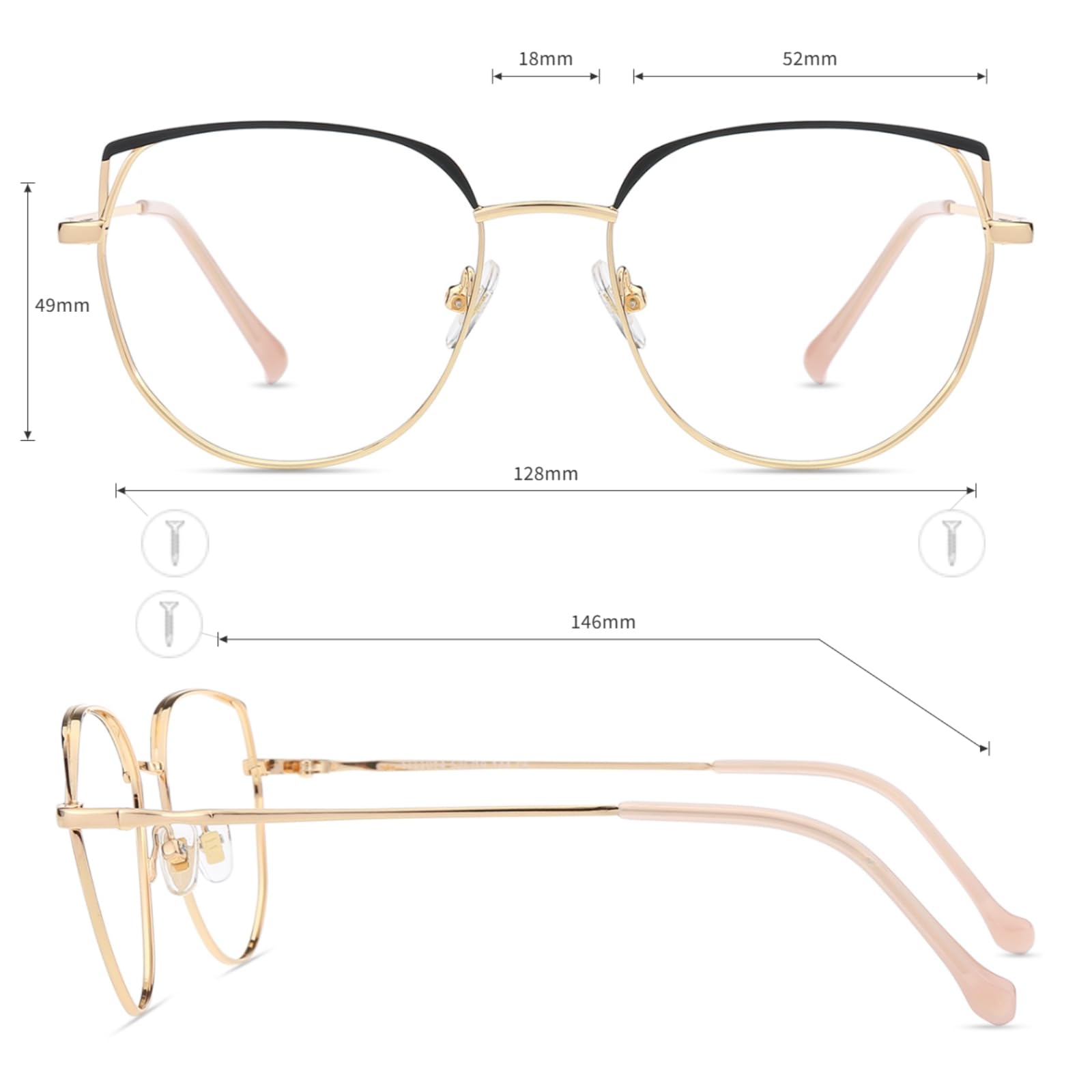 Firmoo Gafas de Luz Azul para Mujer y Hombre - Filtro Antifatiga Anti-UV400 para Ordenador y Gaming - Montura de Metal Moda