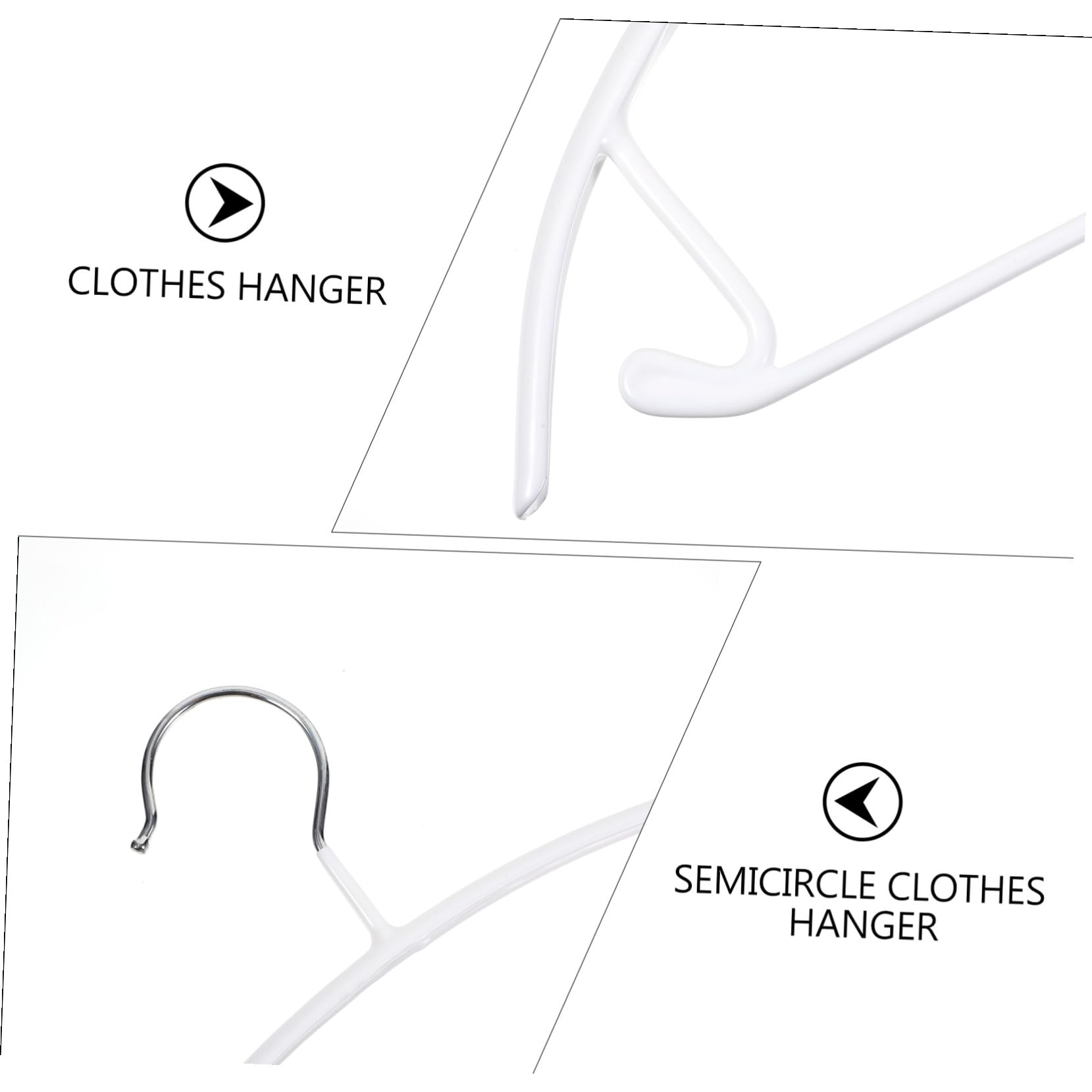 Grucce in Pvc Semicircolari, Set 10 Pezzi, Bianco, 8 Kg | Ferro Rivestito in Pvc, Antiscivolo, Ganci alle Estremità, per Gonne e Cappotti