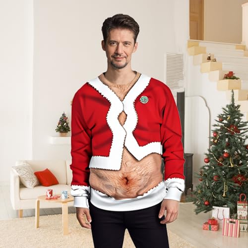 Ugly Christmas Sweatshirt for Couple Women Funny Xmas 3D Sweater Men Long Sleeve Novelty Pullover Clothes4