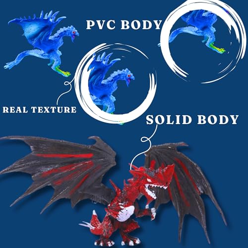 Image of Realistic Flying Dragons Dinosaur Animal Toys for Kids 3+ Years | 6PCs Big Size Jurassic Park Dino Animals Figure Set | Birthday Gifts Safari Dino Animals Egg Toy Action Figurine (Dragon 6)