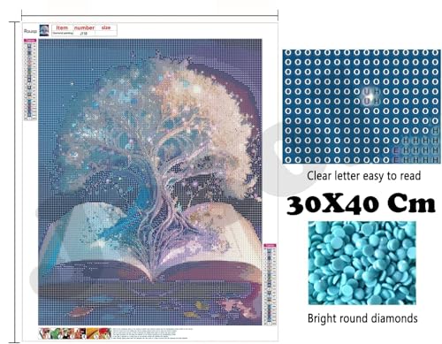 Image of Jasol Diamond Painting Kit, 40x30 Cms, Full Drill, 5D Crystals, Home Wall Decor Gift Set (Lucky Tree M45600)