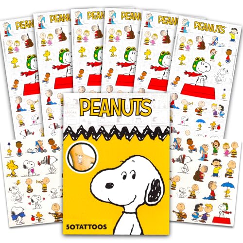 Peanuts Stickers and Tattoos Party Favors Set - 200 Pc Bundle with 150 Snoopy Stickers and 50 Charlie Brown Tattoos for Kids Party Supplies | Snoopy Goodie Bag Fillers