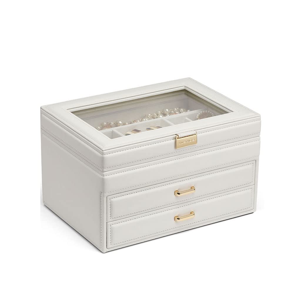 Juwelierschachtel künstliche Leder Schmuckschachtel Schublade Aufbewahrungsbox Ringohrring Halskette Armband Uhr Aufbewahrungsbox Multilayer Schmuckschachtel Schmuckkoffer Organizer (Farbe: Gold)