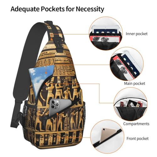 Mochila cruzada estampada de egipcios para deporte unisex miniatura 4