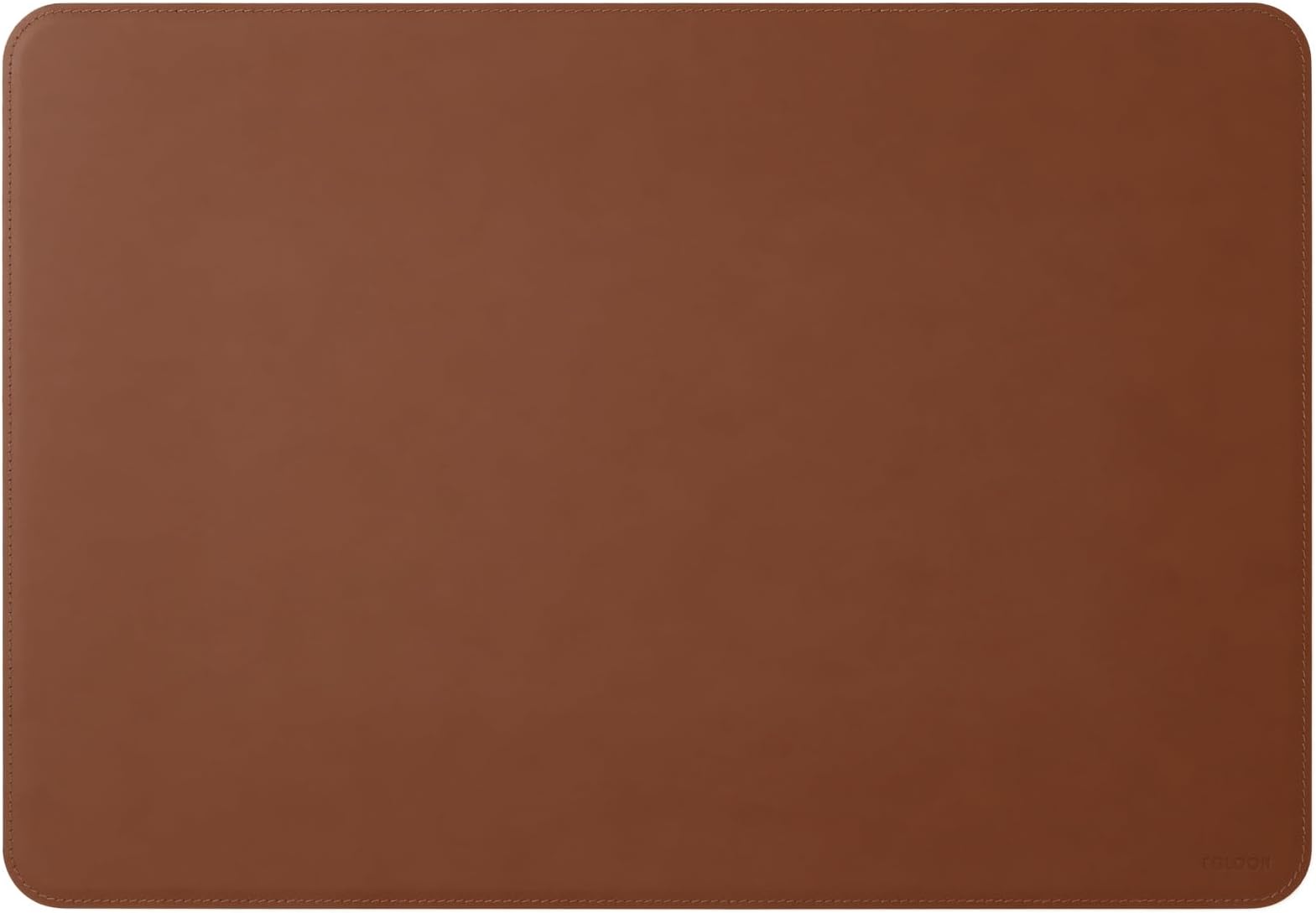 Eglooh - Herms - Desk Mat for Office Made of Orange Brown Leather - Desk Mat cm 50x35 - Large Mouse Pad with Rounded Corners and Handmade Stitchings - Made in Italy