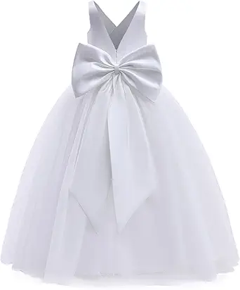 NNJXD Girl Pageant Party Dress Long Tulle Princess Flower Girls Wedding Gown