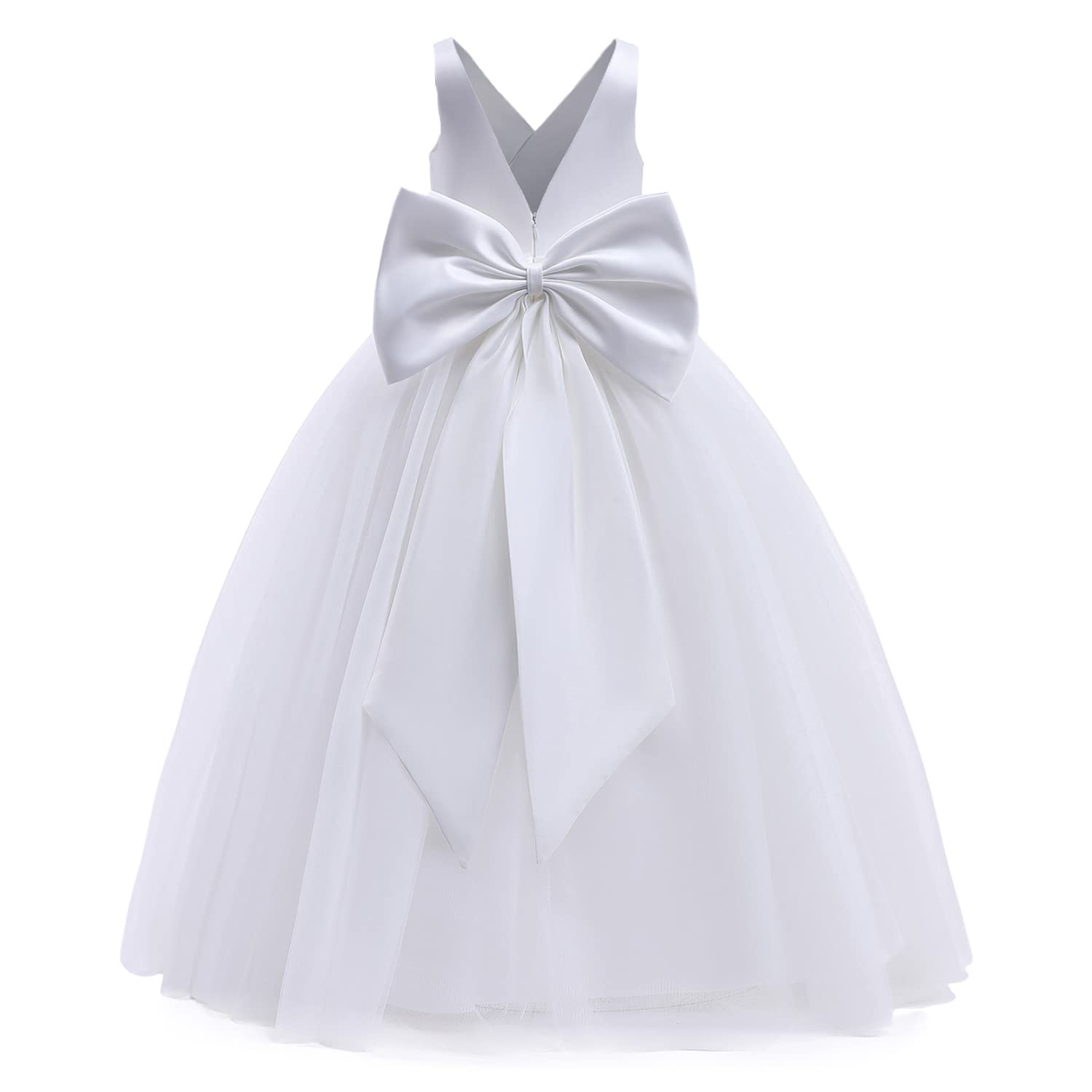 NNJXD Vestido de Desfile de Fiesta de Boda para niña de Las Flores Vestido Largo Formal sin Espalda