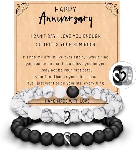 Anniversary Valentines Day Gifts for Him Her, Birthday Christmas Gifts for Boyfriend Girlfriend, Romantic Gifts for Husband Wife, Unique Gifts for Men Women, Personalized Couple Bracelet Gifts
