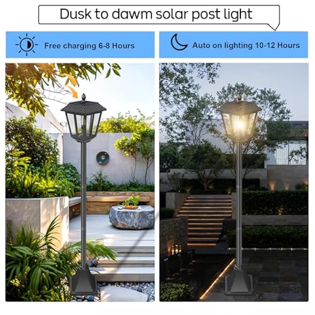 Solar Lamp Post Lights Outdoor Waterproof, 70 Tall Solar Light Poles for Outside, Decorative Floor Lamp Lighting for Garden Patio Yard Lawn Pathway Driveway, Warm White