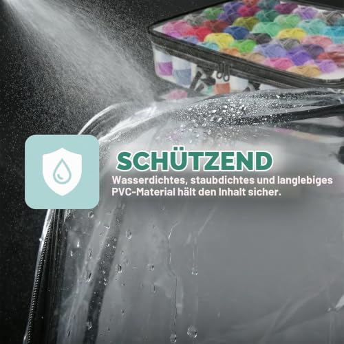 3er Set transparente Garn-Aufbewahrungstaschen mit Zubehör (40x30x10 cm) – Bild 4