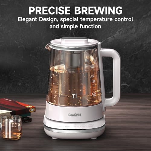 Titanium-Stainless-Steel-Electric-Kettle-with-Tea-Infuser-and-Temperature-Control15L-Glass-Tea-Maker1500W-Rapid-BoilingProgrammable-Control-for-your-Favorite-Teas-and-Coffee-Grey Titanium Stainless Steel Electric Kettle with Tea Infuser and Temperature Control15L Glass Tea Maker1500W Rapid BoilingProgrammable Control for your Favorite Teas and Coffee Grey