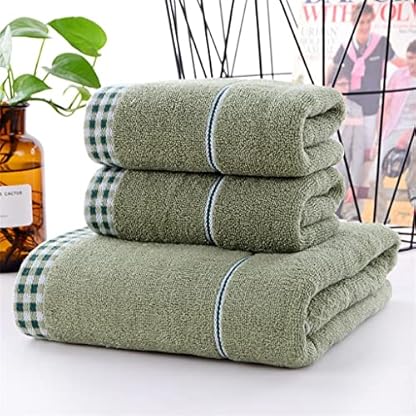 QTYQWC Baumwoll-Badetuch-Set, saugfähiges Handtuch, einfarbig, weiches Handtuch, Duschtuch-Set (Farbe: Grau, Größe (Grün).