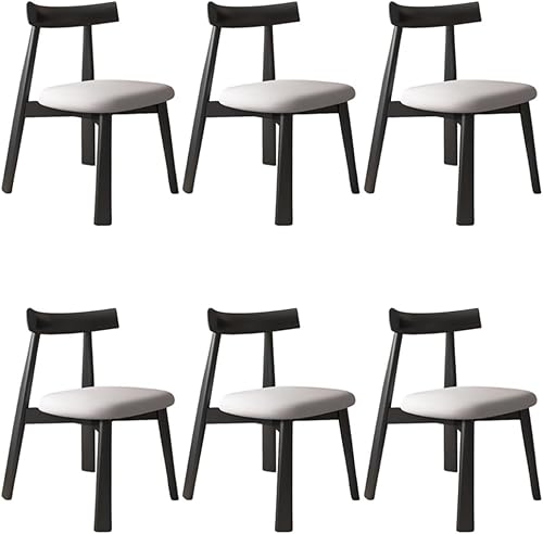 Miniatura 24 de YVYKFZD Sillas de comedor de madera maciza, sillas de cocina de mediados de siglo, silla de comedor sin brazos, silla tapizada de cuero, para Negro
