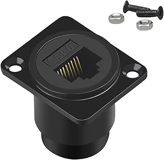 Poyiccot CAT6 RJ45 パネルマウントコネクタ、D タイプ RJ45 メス-メス バルクヘッド 延長コネクタ 対応 壁ボックス、アースボックス、CAT6 LANケーブル、イーサネットケーブル用、1個