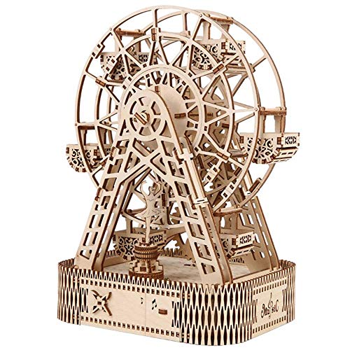 LUCKFY 3D Wooden Puzzle DIY Ferris Wheel Puzzle Self-Assembly Ferris Wheel Mechanical Model for Kids and Teens Creative Gifts