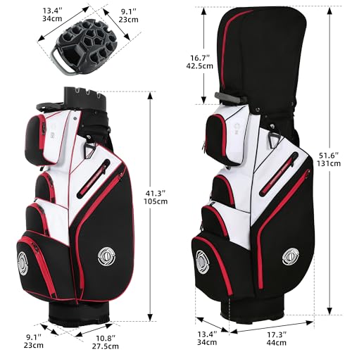 image for Shopsource Golf Bag, 14 Way Top Golf Cart Bag with Full-Length Divider