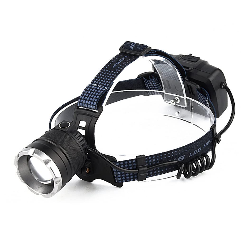 OYYMTE Telescopic Zoom P50 Strong Light Headlights, Rechargeable Long-Range Head-Mounted Torches, Outdoor Emergency Whistle Lights, LED