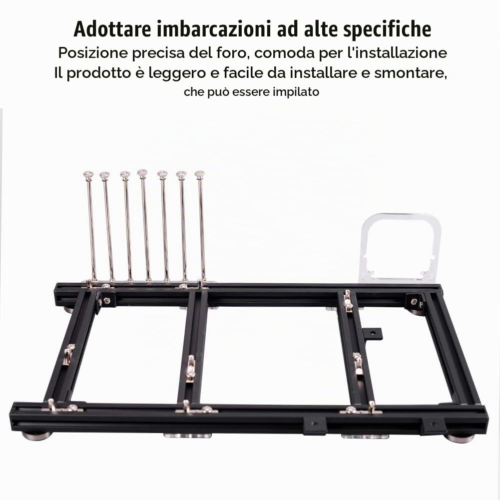 Custodia per PC con telaio aperto fai-da-te, custodia per piattaforma di prova overclocking per computer ATX in lega di alluminio, adotta eccellenti supporti materiali 20x20 per il grande alimentatore
