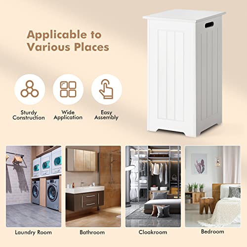 GIANETX Cesto Ropa Sucia de 34 litros con Tapa y Asa, Armario para Colada de Madera, 30 x 30 x 61 cm, Arcón de Almacenamiento para Baño, Dormitorio, Lavandería (sin Bolsa Interior) - imagen 4