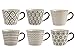 Price comparison product image H+H Vhera Set of 6 Breakfast Cups, 340 ml, Stoneware, White/Black, Durable and Capacious, Modern Design Bicolor, Ideal for Cappuccino, Latte, Tea