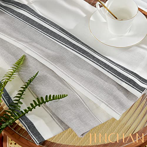 Jinchan Striped Linen Valance 16 Inch Long Window Treatment For Living Room Bedroom Pinstripe Small Window Valance Farmhouse Light Filtering Valance Black And Grey Stripe Valance Rod Pocket 1 Panel #TOP7