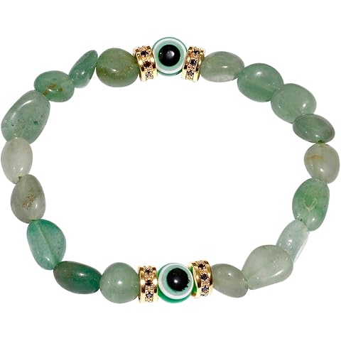 Jewever Evil Eye Beaded Bracelets Tumbled Stones and Crystals Wealth Stretch Bracelet for Women Men Protection and Prosperity Jewelry Amulet Good Luck Gifts Unisex