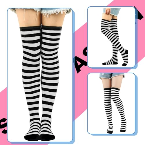 Black and White Striped Arm Leg Warmers Sleeves Set Rainbow Socks Knee High Fingerless Gloves Hand Thigh Warm2