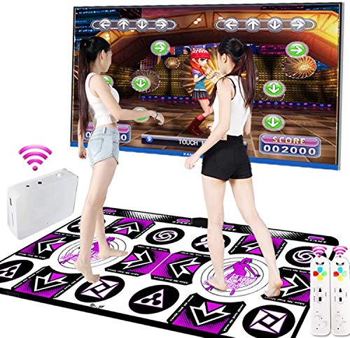 KAXIMON Double tapis de danse - Cadeaux d'anniversaire pour enfant pour garçon et fille - Système d'exploitation anglais - Équipé d'un récepteur sans fil - Plug and Play - Compatible avec TV Cover