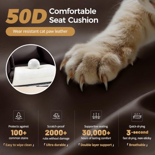 Image of Big and Tall Office Chair 500LBS, Ergonomic High Back Leather Executive Chair, Reclining Swivel with Adjustable Armrests Lumbar Support Footrest, Cross Legged, Coffee