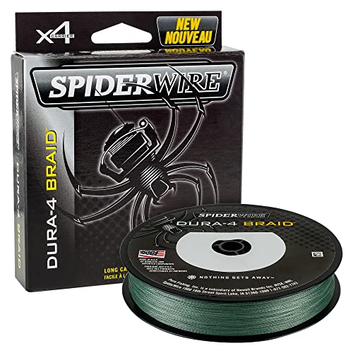 Spiderwire Tresse de Pêche Dura 4 Green 0.25mm 150m Ligne Multibrins PE Dyneema Bobine Spinning Carpe Mer